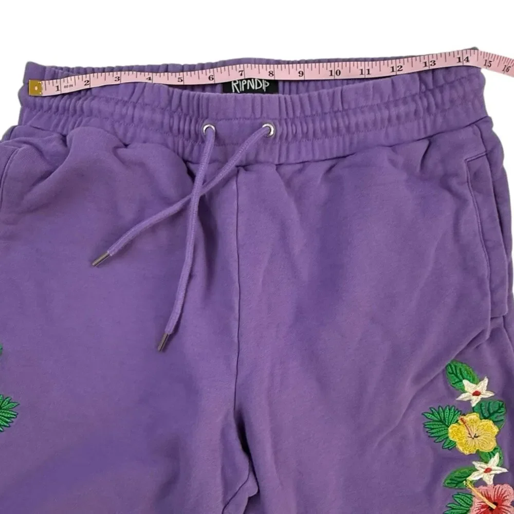Rip N Dip Aloha Nerm Shorts Sweatshorts Men Medium Lavender Embroidered Hawaiian